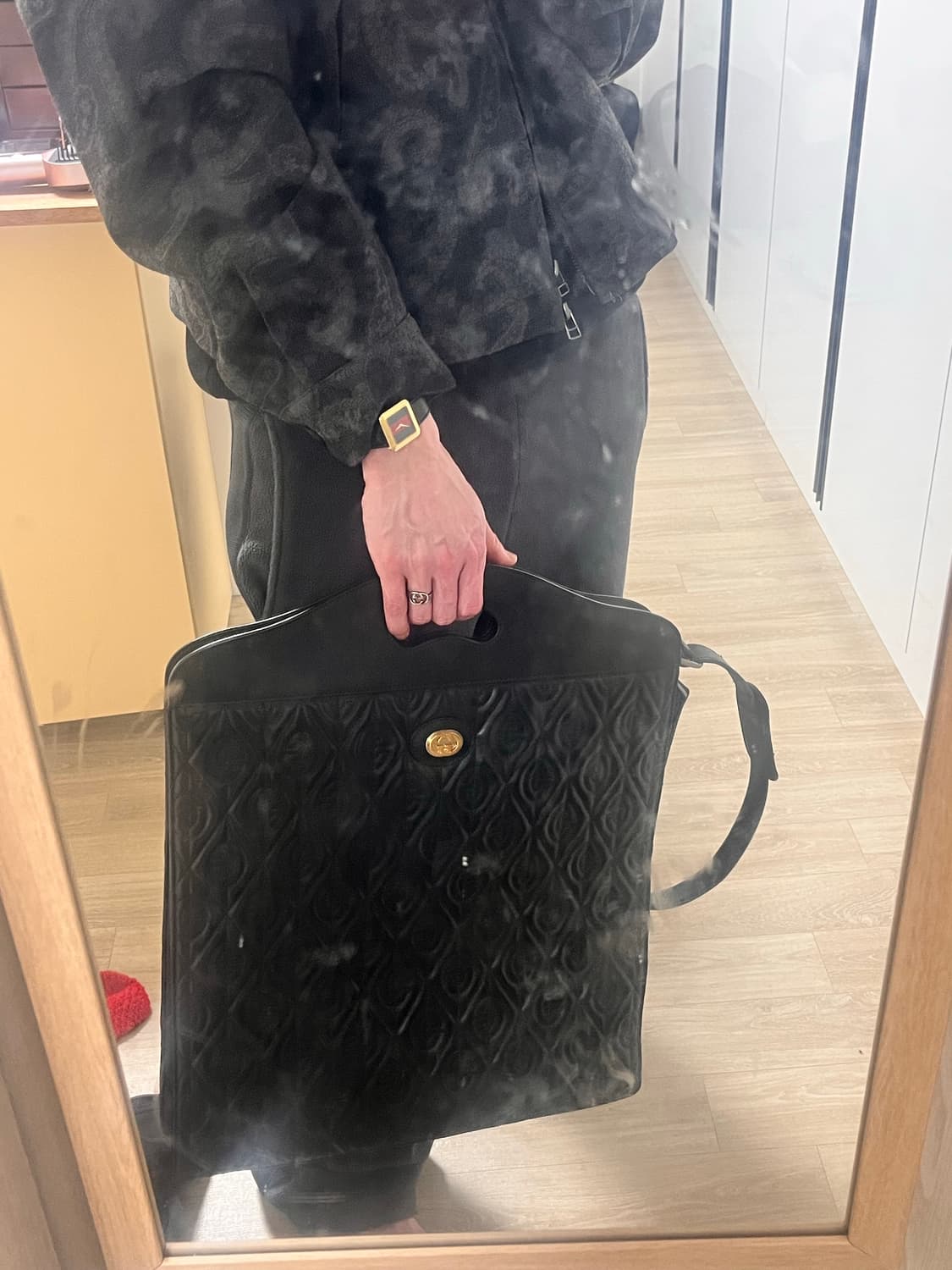 Gucci(구찌) 600058 블랙 엠보스드 레더 모피어스 토트백 상품이미지5