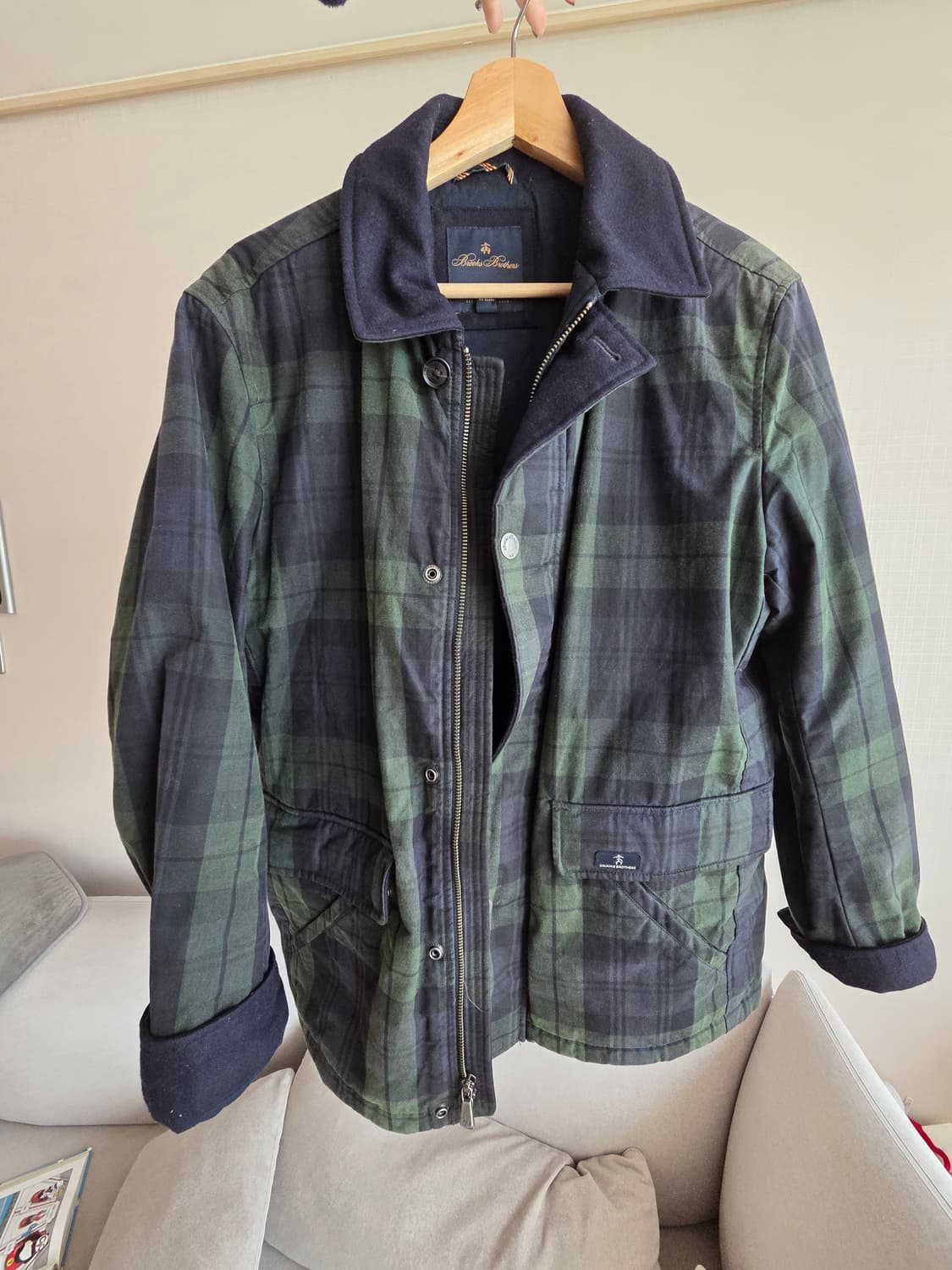 브룩스 브라더스 블랙와치 왁스 패디드 재킷 남성 s  상품이미지3