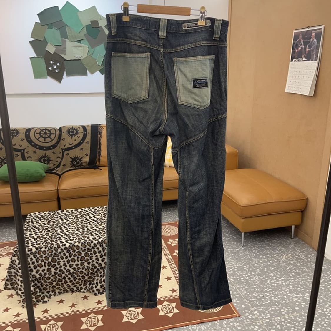 푸부 올드스쿨 레트로 스트릿 언발 프린팅 데님팬츠 32인치 C08953 상품이미지4