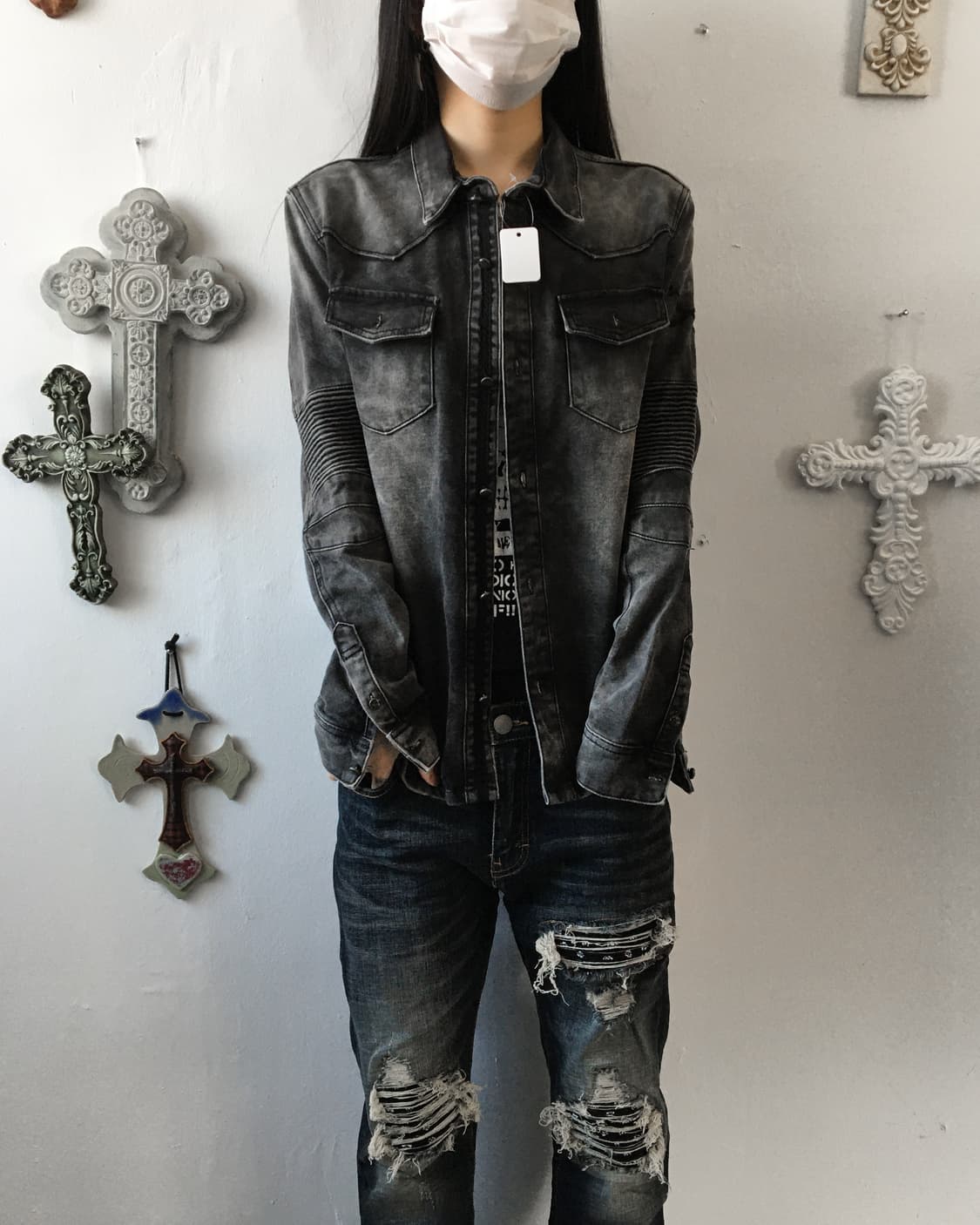 Biker mood washing jacket 상품이미지1