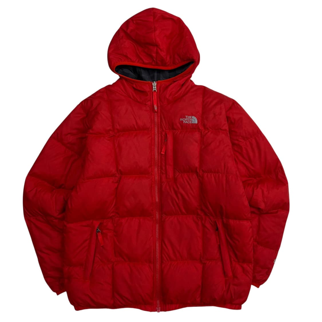 노스페이스 550 체크패턴 리버시블 오렌지 후드패딩 XL 상품이미지4