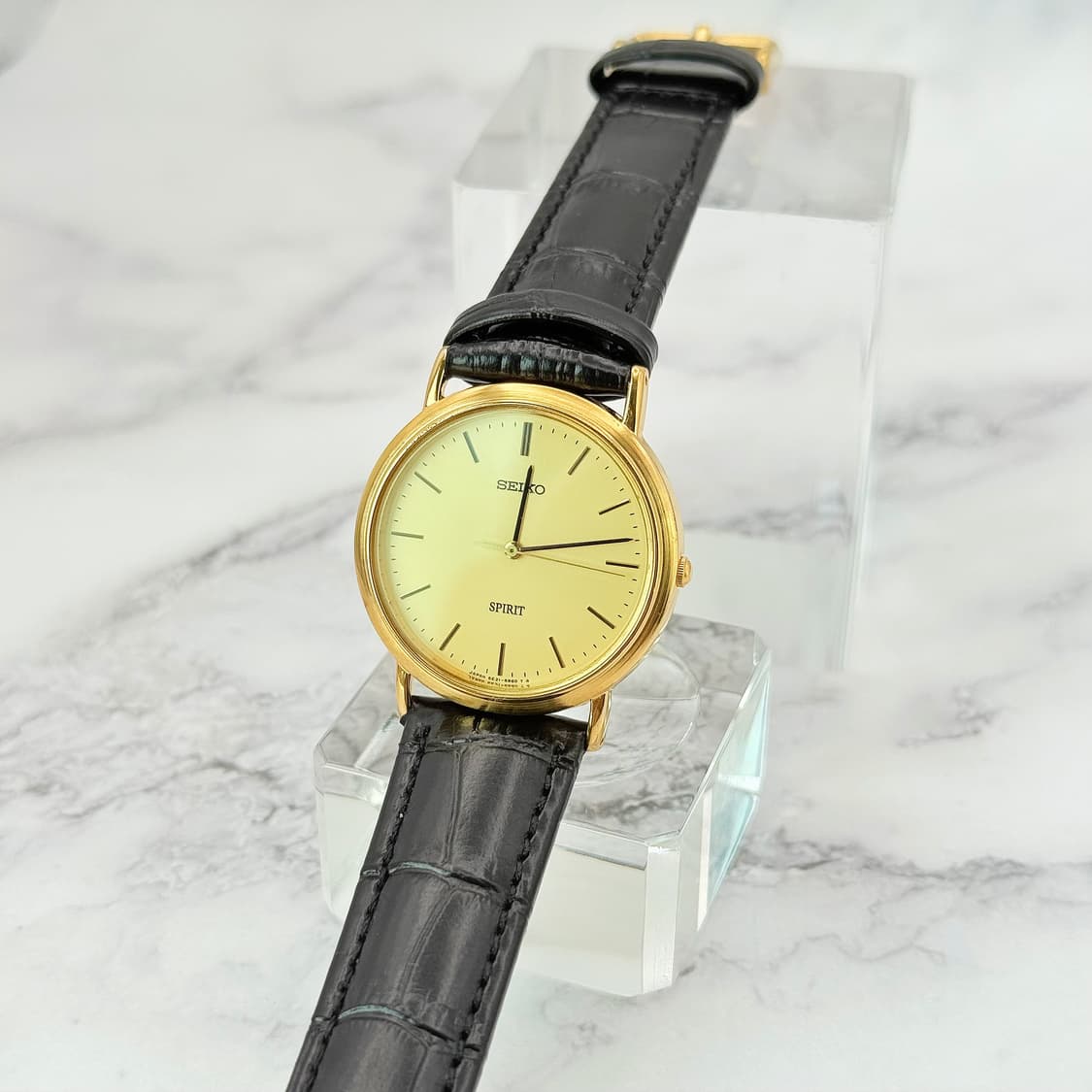 70s80s 빈티지 세이코 스피릿 골드 미니멀 드레스 워치 상품이미지2