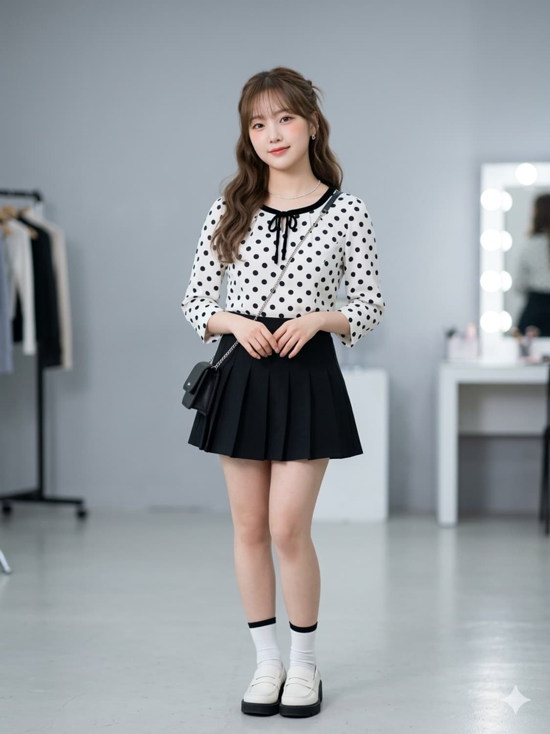 손정완(SON JUNG WAN) 도트 패턴 리본 넥 블라우스 상품이미지1