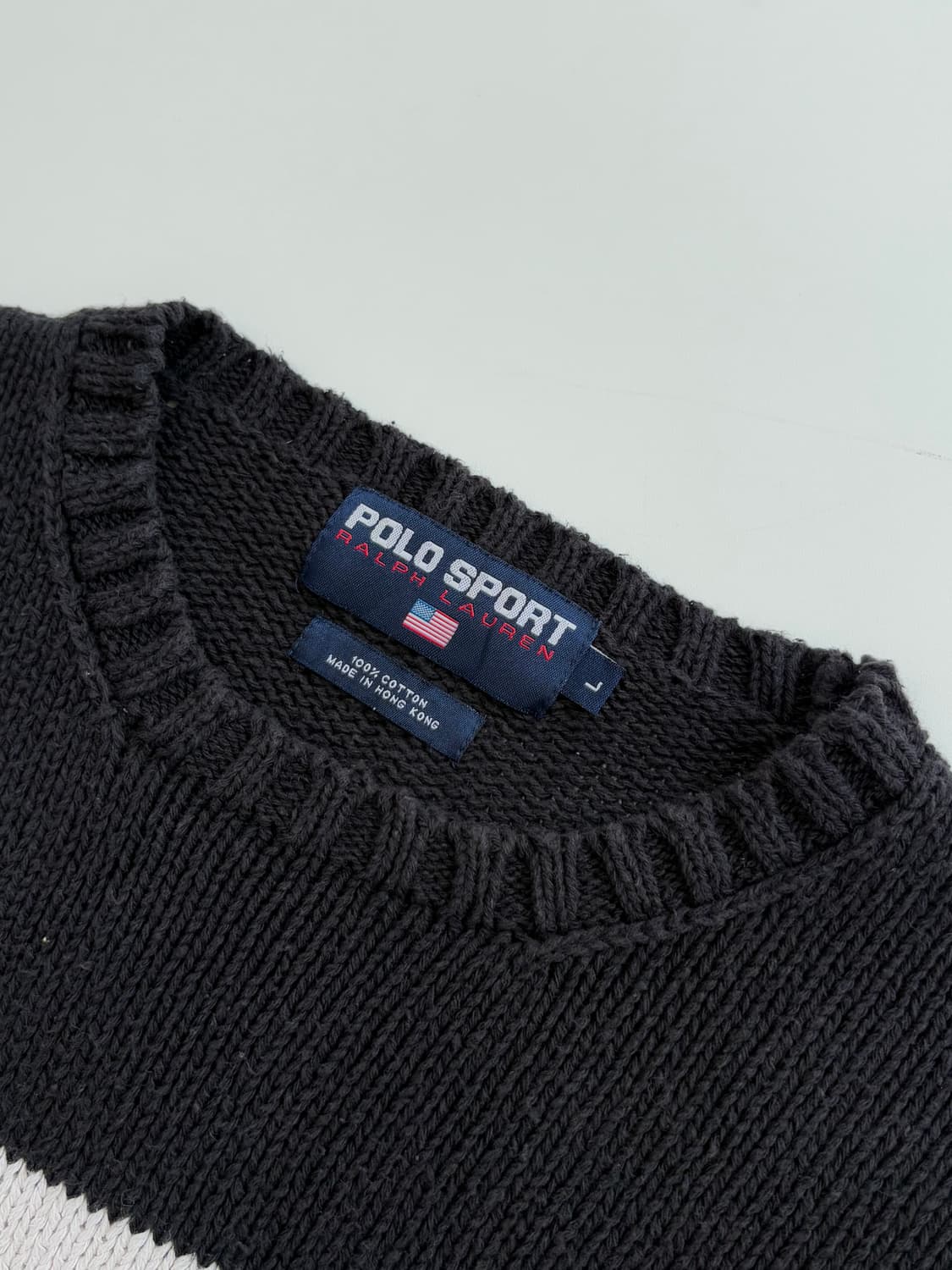 Polo Sport 폴로 스포츠 코튼 네이비 배색 라운드넥 니트  상품이미지3