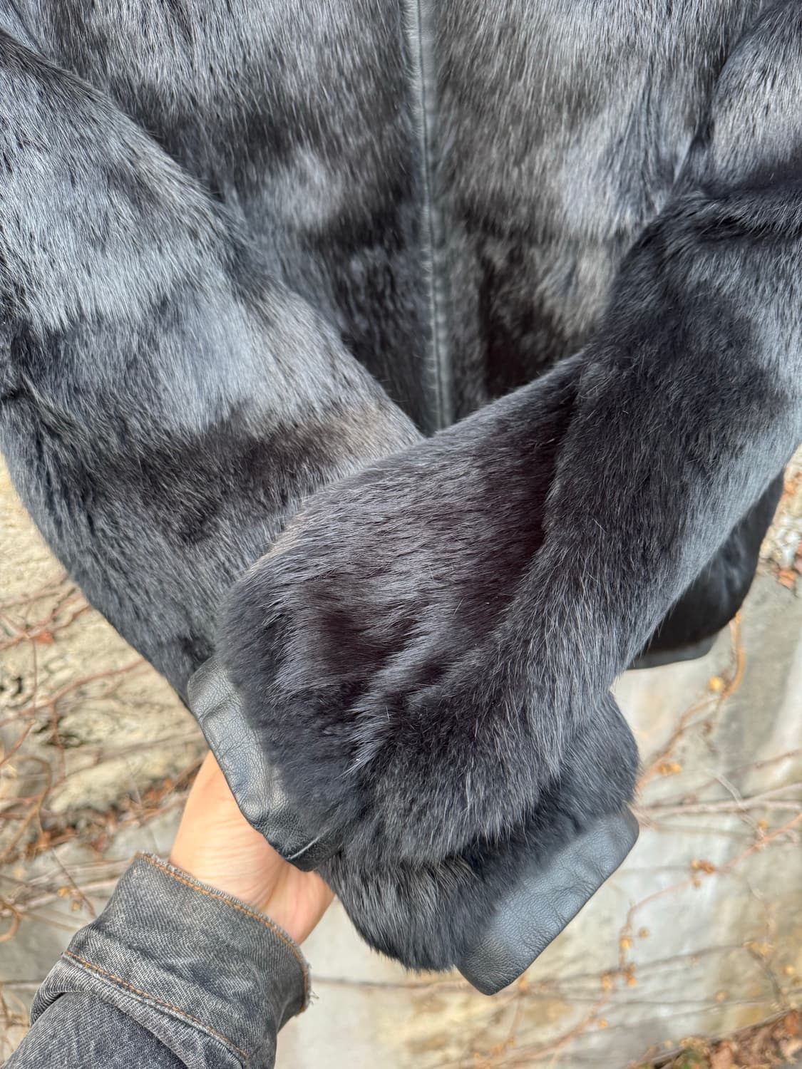 Leega 토끼털 양가죽 여성 레더 자켓 상품이미지5