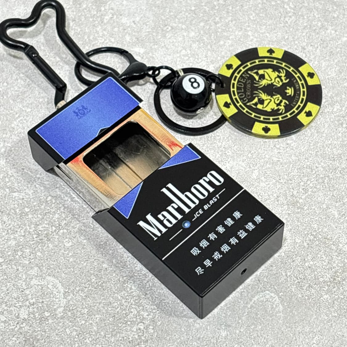 Oribell 말보루 재떨이 스틸 케이스 겜블 칩 키링 열쇠고리 상품이미지3