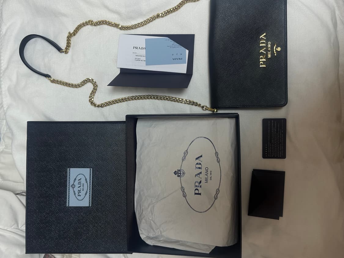 (풀박) 프라다 사피아노 체인 숄더백 블랙 상품이미지1