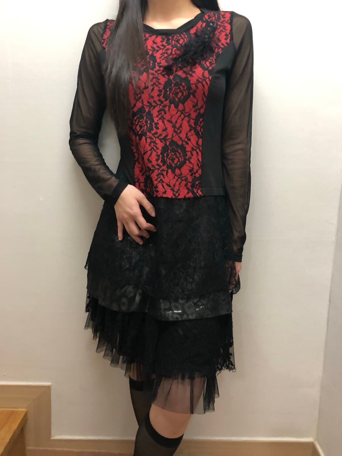 빈티지 블랙 시스루 탑 상품이미지5