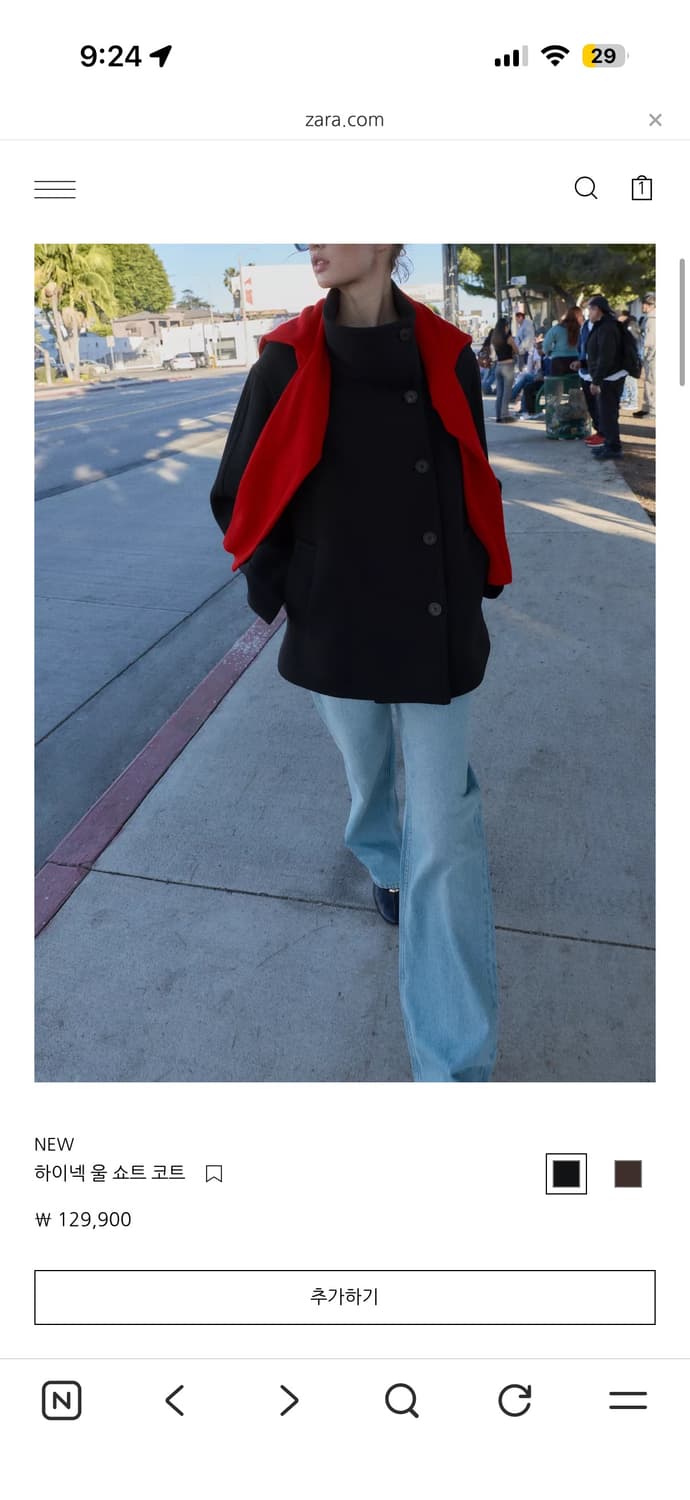 자라 하이넥 울 쇼트 코트 상품이미지1