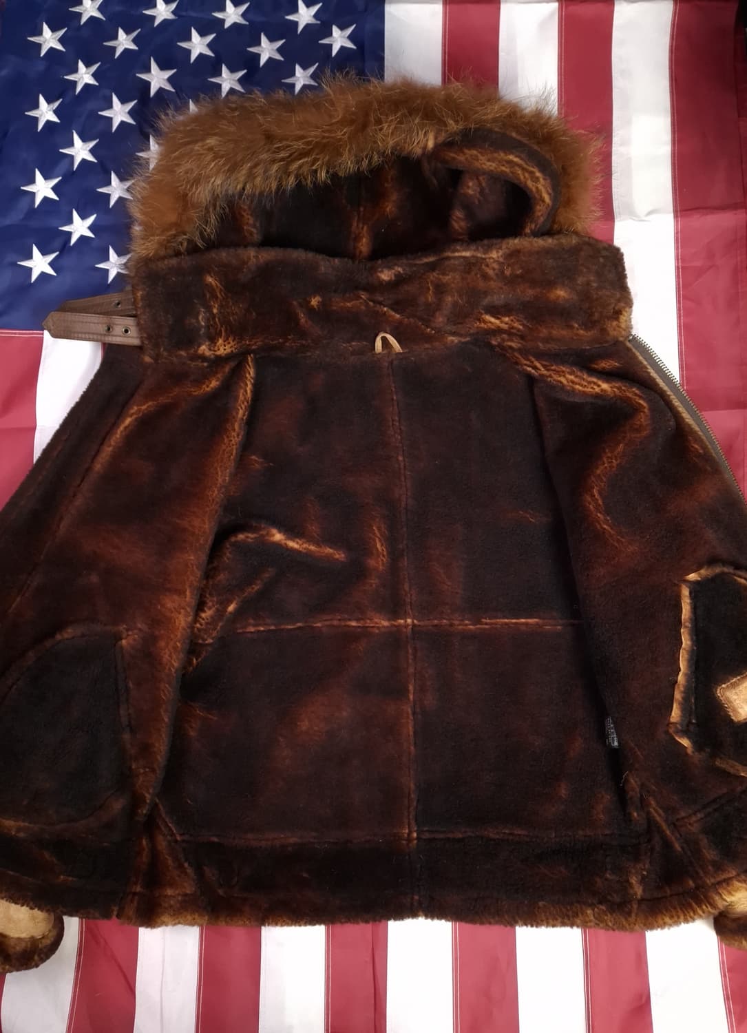 90's 국내산 미공군 B-3 TYPE 천연가죽 항공 폭격기 무스탕 상품이미지9