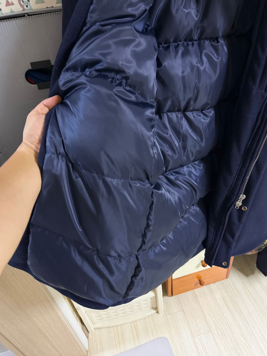 라마르쉐홀리데이 LMH-101 다크네이비 울 헤비다운 롱패딩 파카 S 상품이미지7