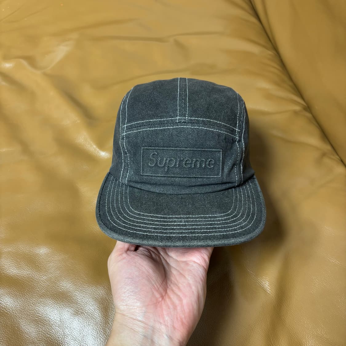 Supreme 슈프림 스티치 데님 블랙 캠프캡 모자 Denim Black 상품이미지2