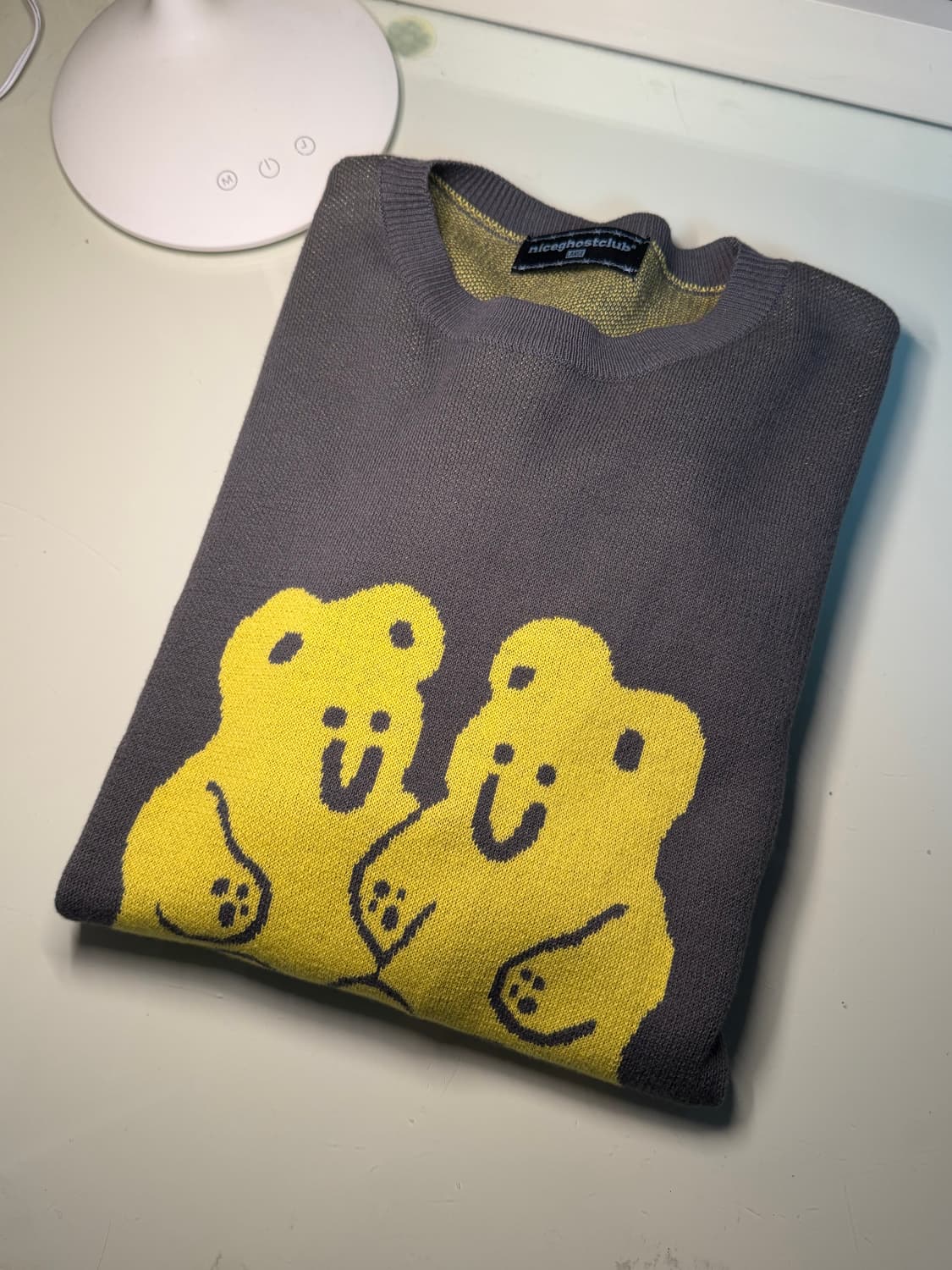 나이스코스트클럽 구미 베어 니트 하프 티_ 차콜(L) 상품이미지2