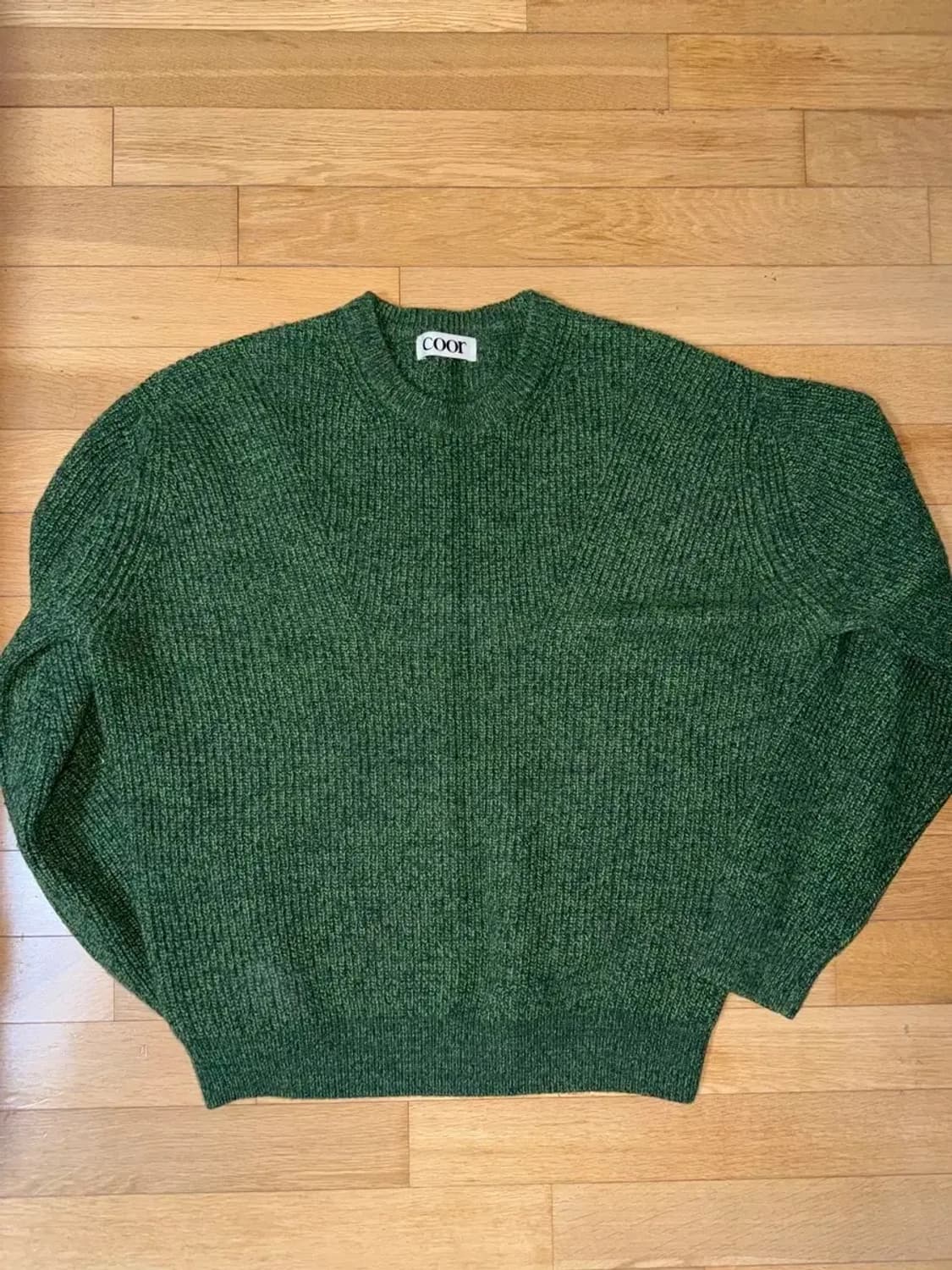 쿠어 캐시팝 트위드 크루넥 니트 펀그린 L 상품이미지2