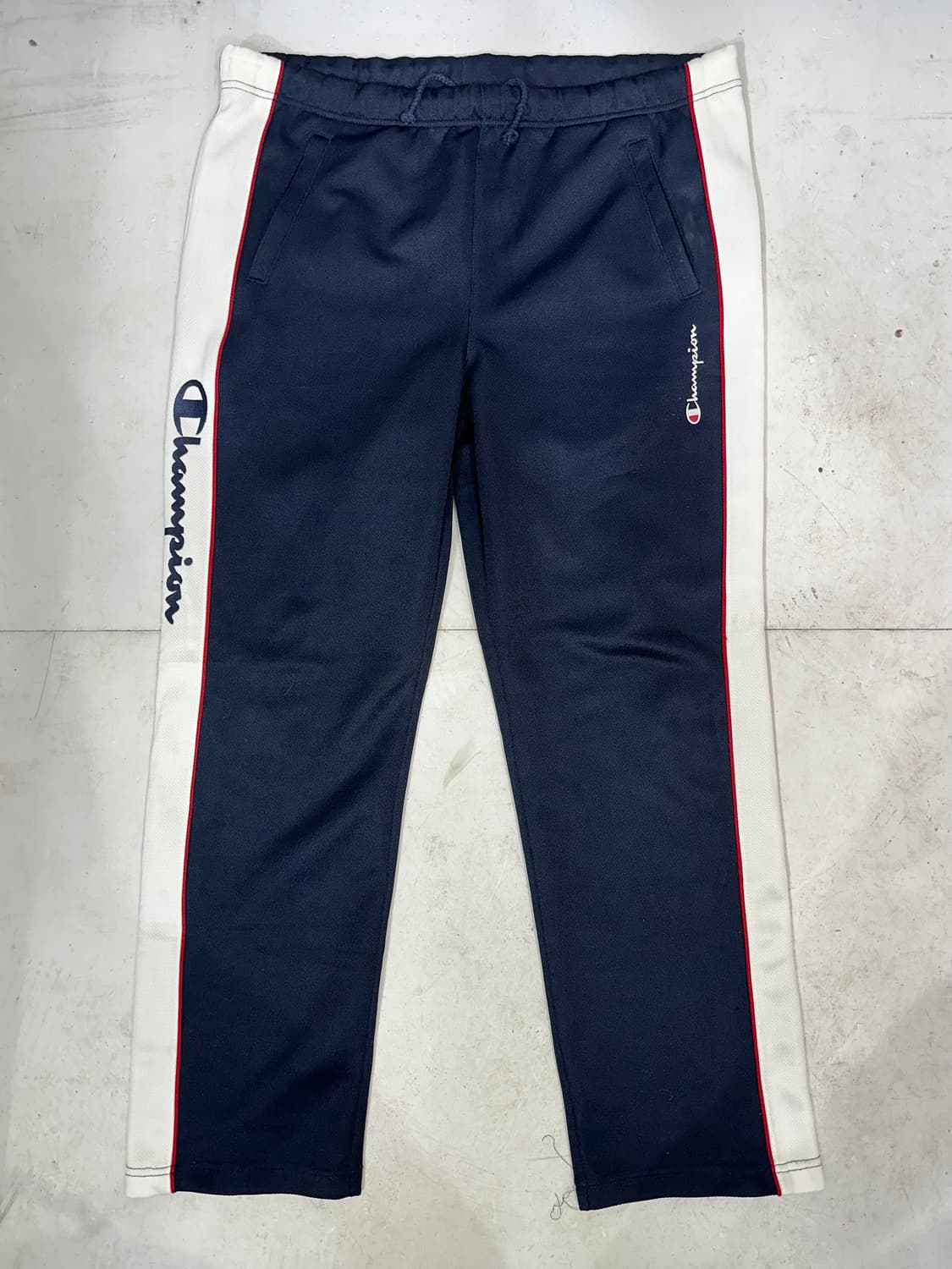 챔피온 네이비 와이드 화이트 사이드 라인 추리닝 바지 트레이닝 팬츠 L 상품이미지4