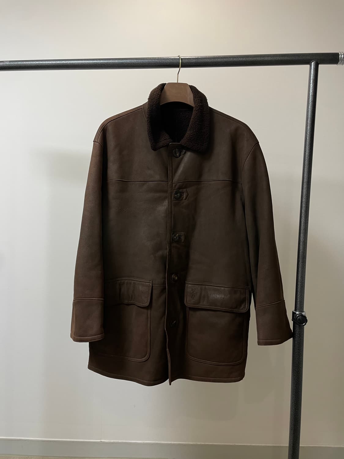 (100) 입생로랑 램스킨 시어링 싱글 무스탕 자켓 상품이미지1