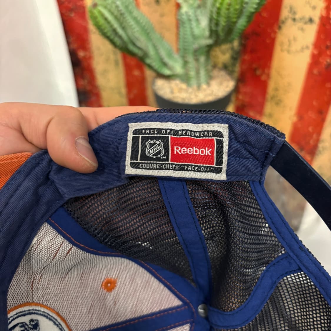 90s 리복 NHL 에드민턴 오일러스 오피셜 투톤 매쉬캡 N255 상품이미지6