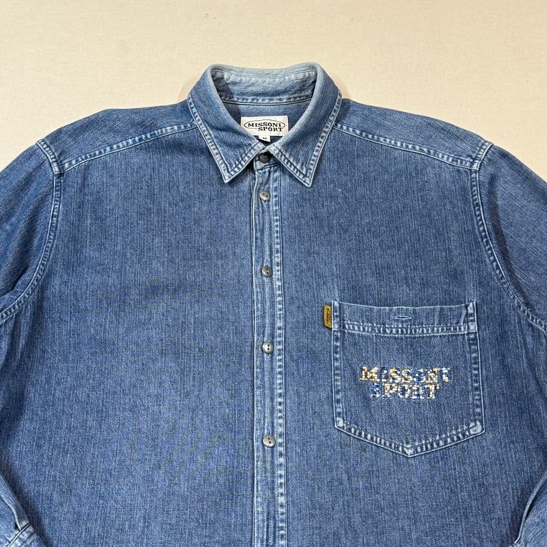 M) MISSONI 미쏘니 스포츠 자수로고 청 데님 셔츠 상품이미지3