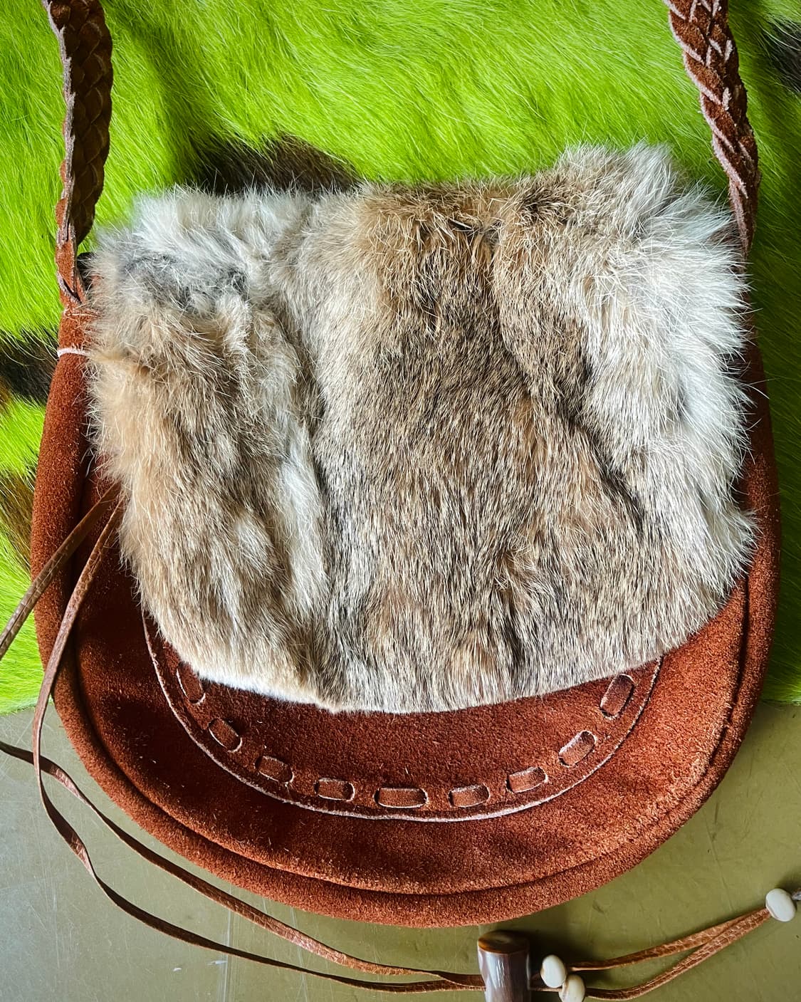 80-90s J&R Real Rabbit Fur & Cowhide Bag 상품이미지4