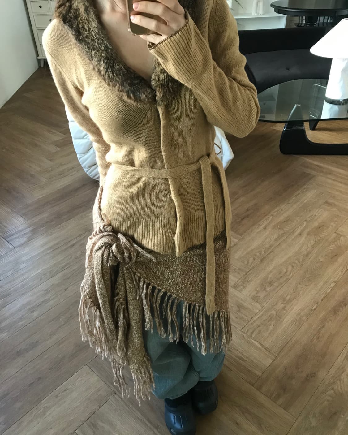 vintage beige fur cardigan 상품이미지2