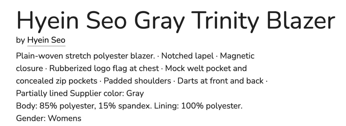 HYEIN SEO TRINITY SUIT JACKET_gray 0 상품이미지6