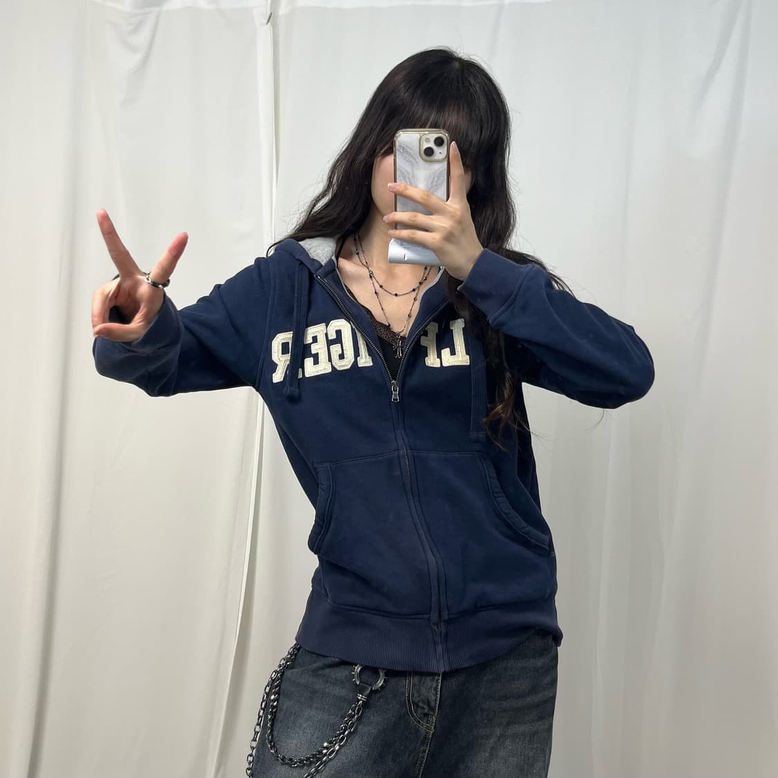 Tommyhilfiger navy hood zip-up 상품이미지1