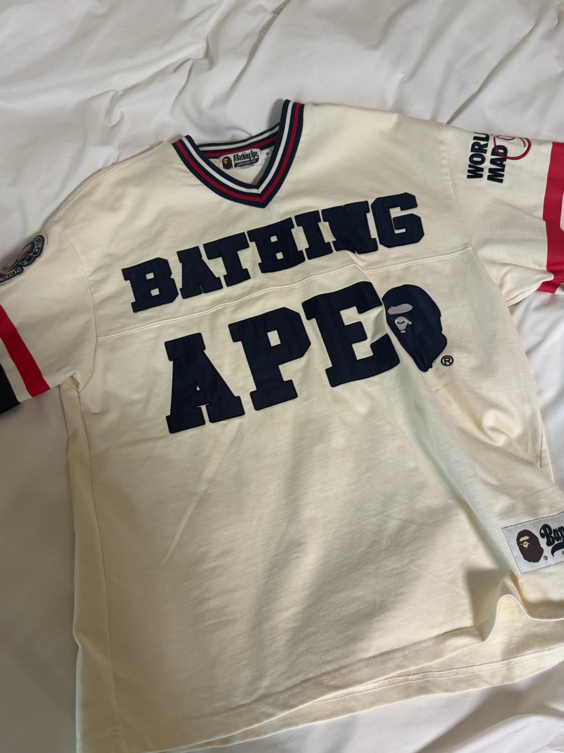 베이프 BAPE 93번 풋볼 저지 티셔츠 아이보리 상품이미지1