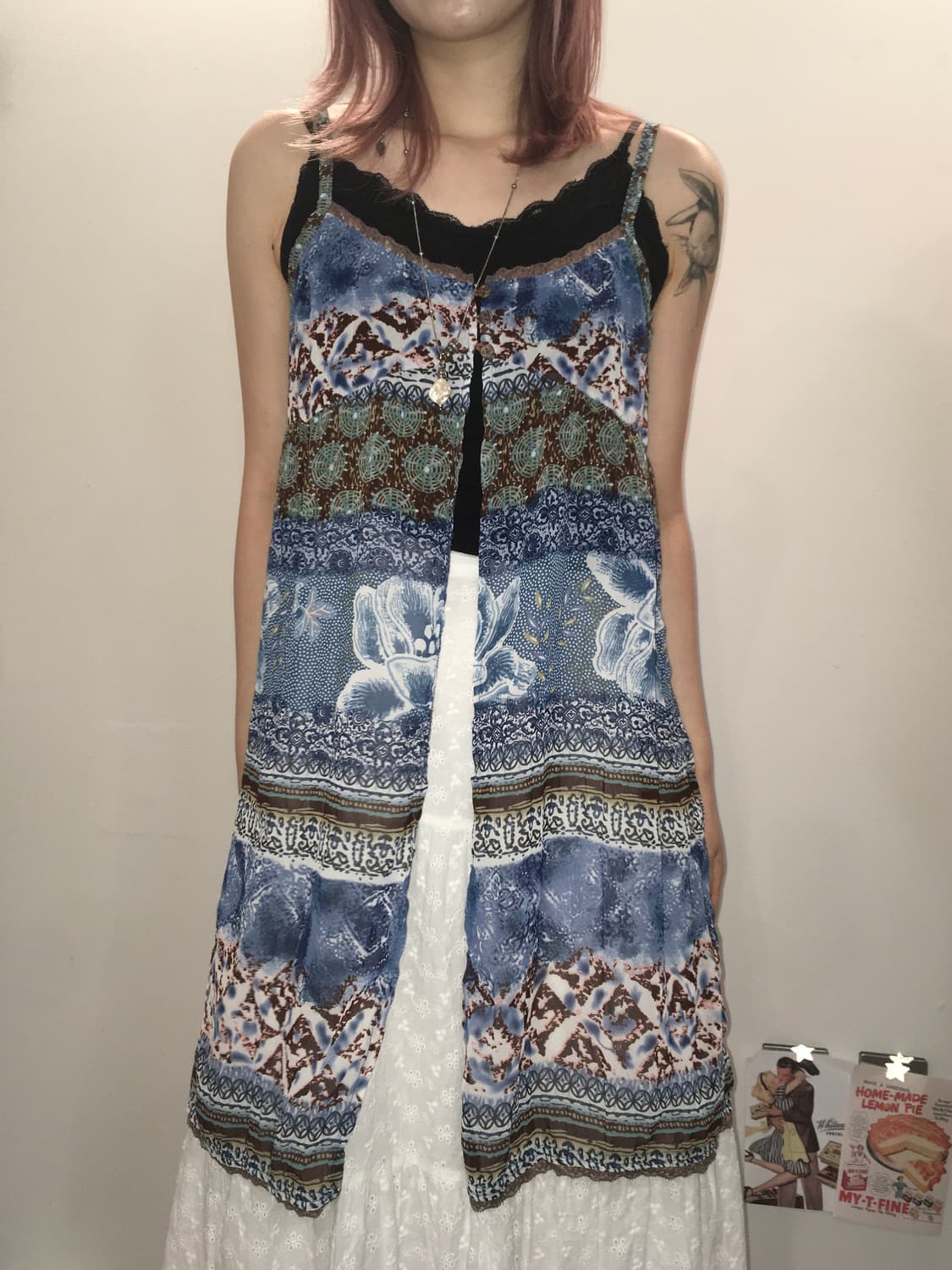 jpn vintage 보헤미안 바선생 블루 슬리브리스 상품이미지3