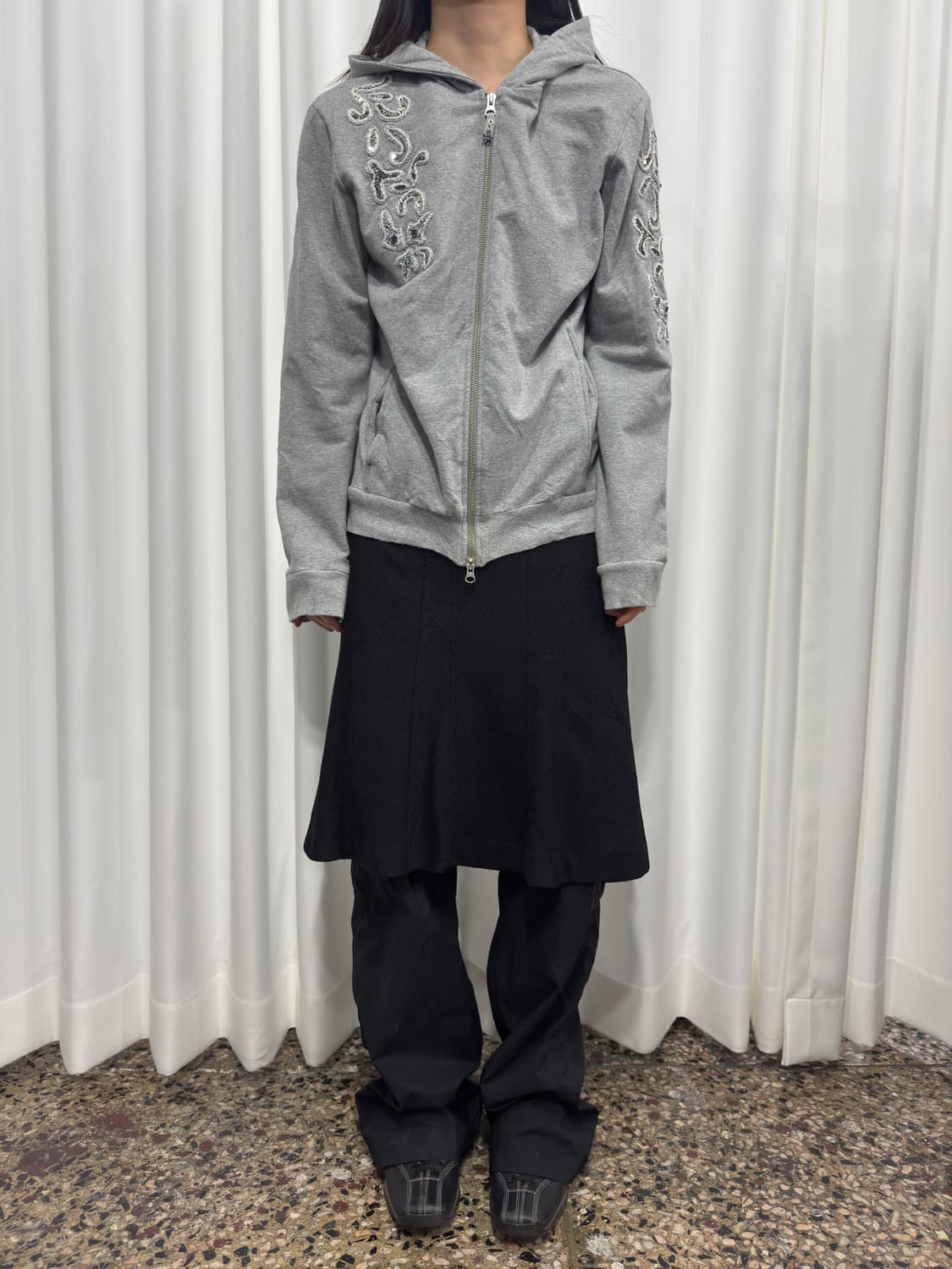 design patch hood twoway zipup 상품이미지2