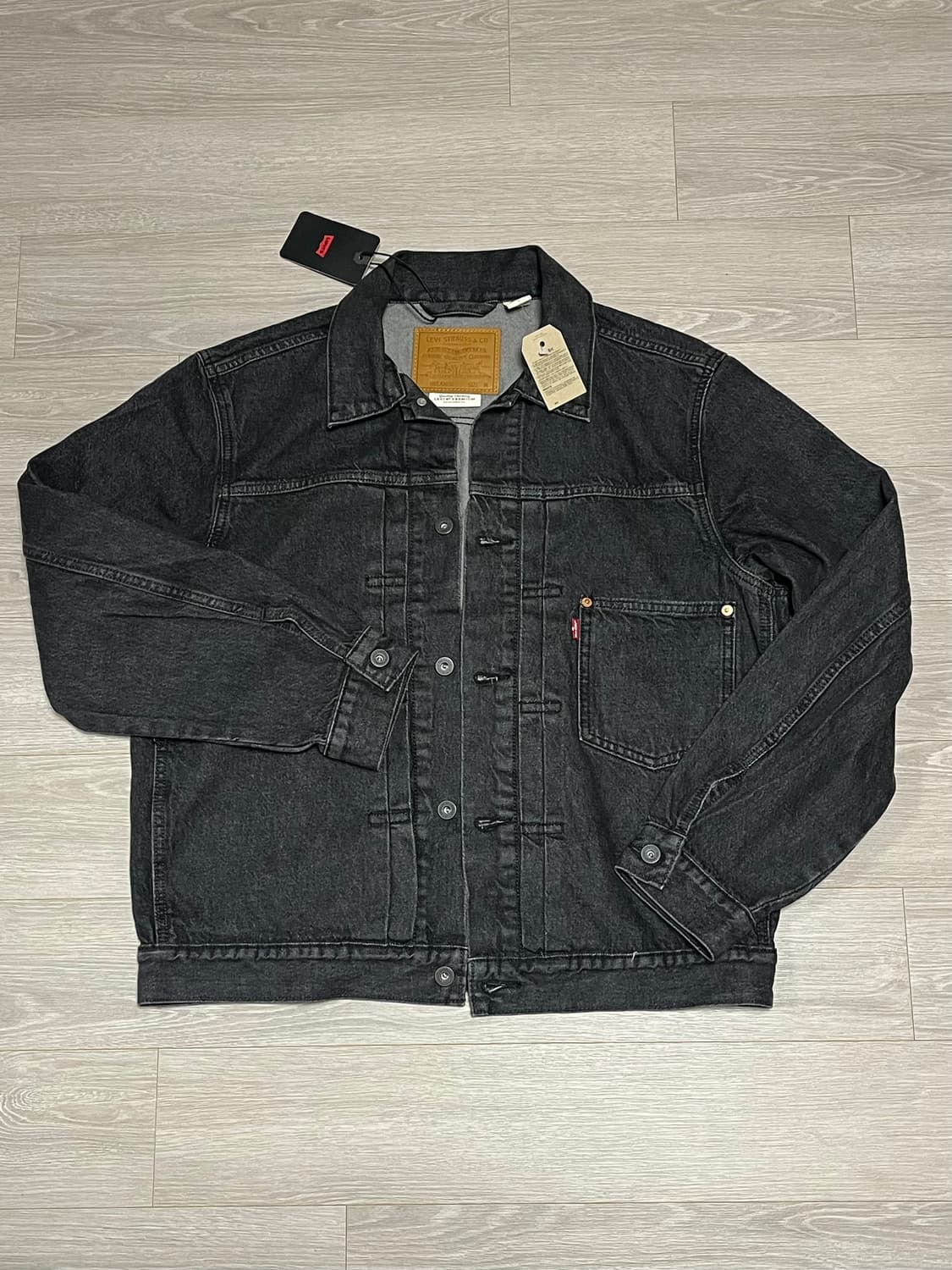 (새상품) 리바이스 프리미엄 라인 타입1 1세대 블랙 데님 트러커 자켓 상품이미지1