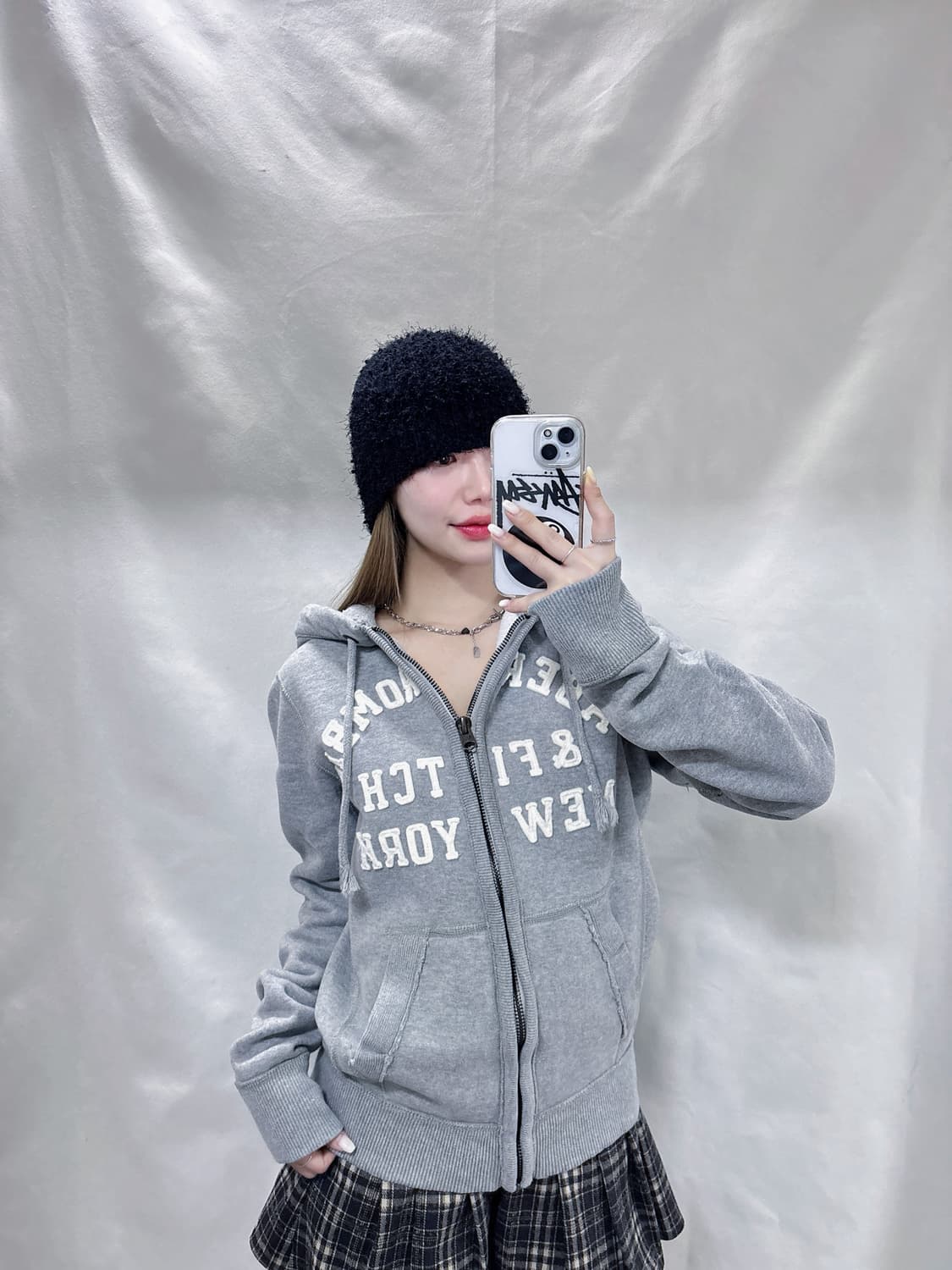 아베크롬비 Y2K 빅로고 그레이 후드집업  상품이미지1