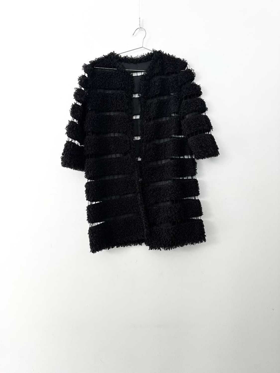 Connection fur open cardigan / black 상품이미지1