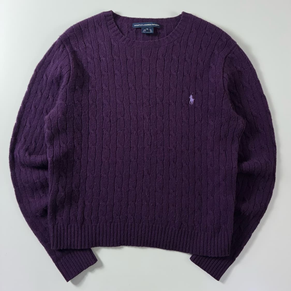 Polo  랄프로렌 스포츠 자수 램스울 퍼플 꽈배기 니트  상품이미지1