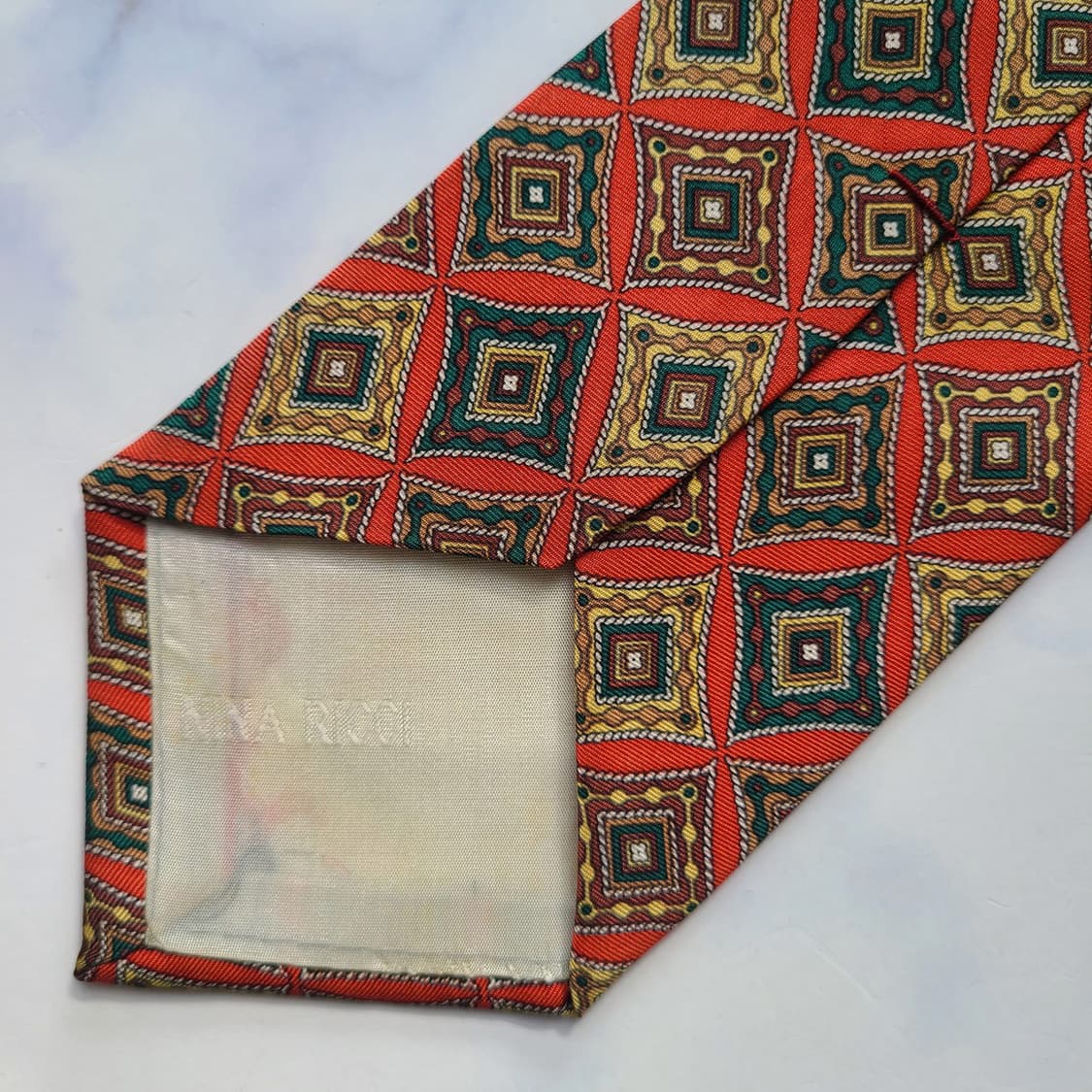 니나리치 실크 오렌지 기하 패턴 넥타이 8.9cm A+~A등급 E709 상품이미지6