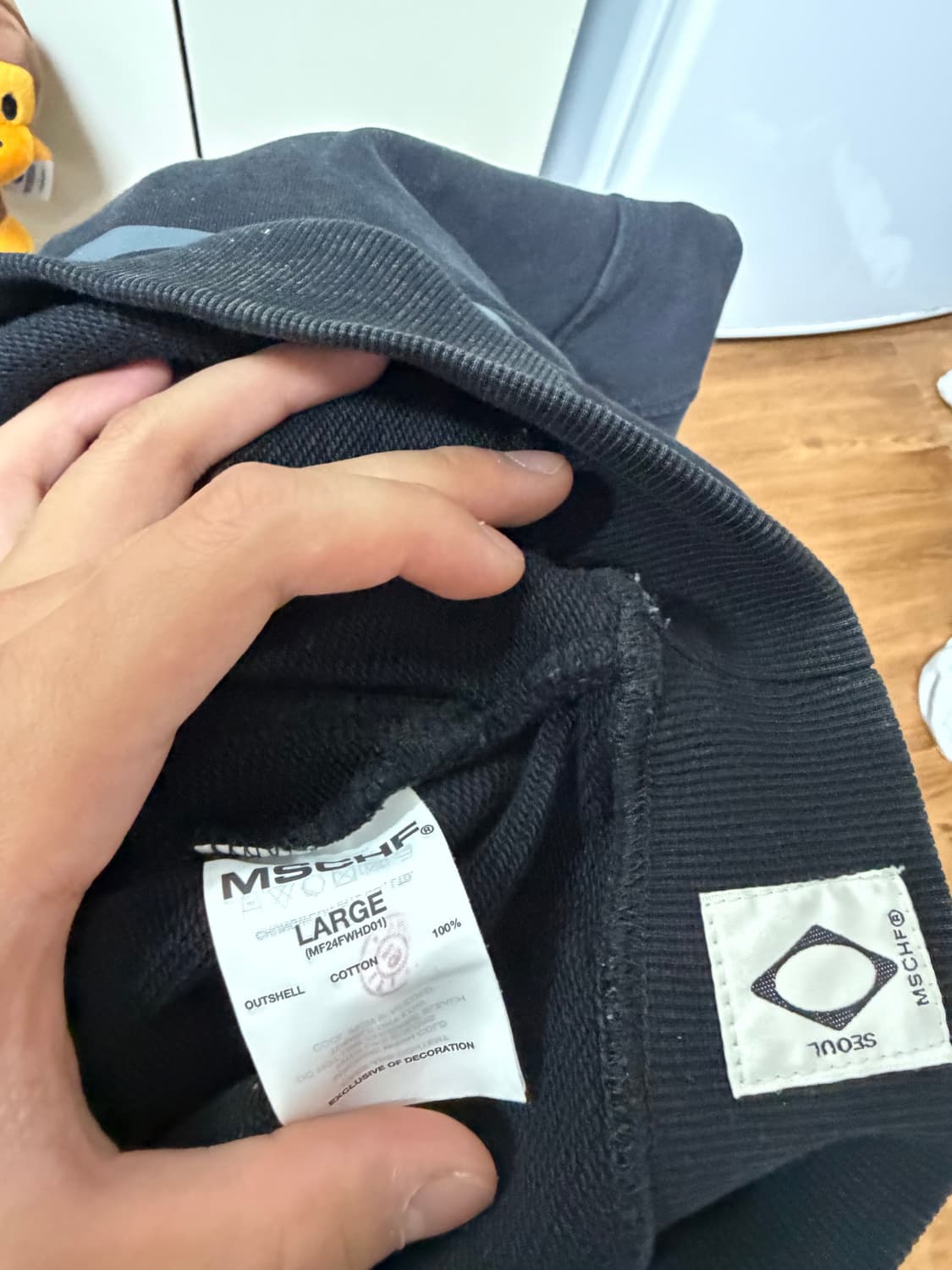 미스치프 블리치드 풀오버 후드 워시드 블랙 상품이미지5