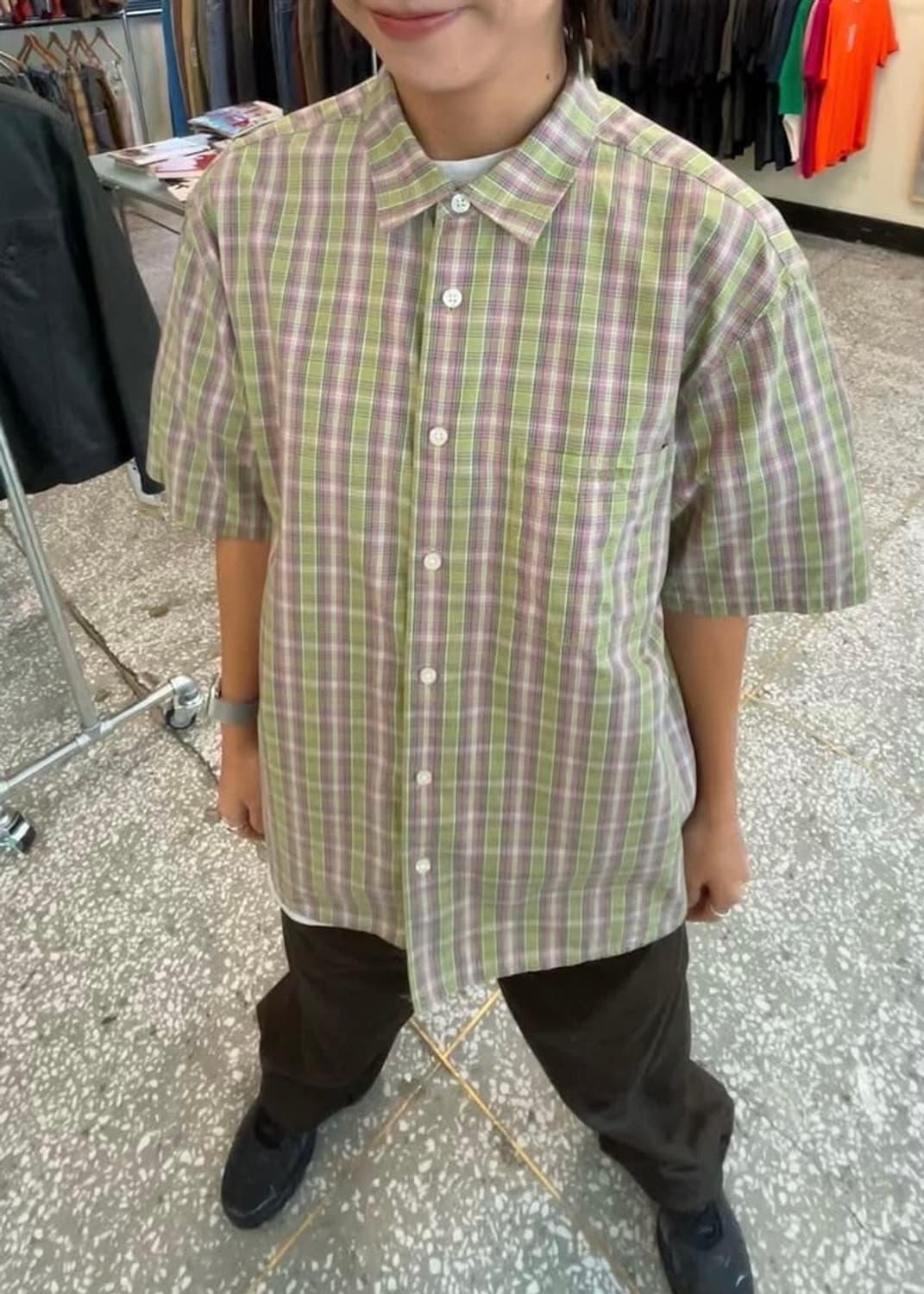 90s 올드 스투시 stussy 체크 반팔 셔츠 95 (미제) 상품이미지7