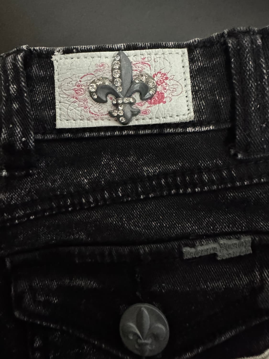 여성 빈티지 크롬하츠 로고 찢청 블랙 스키니 데님팬츠 상품이미지3