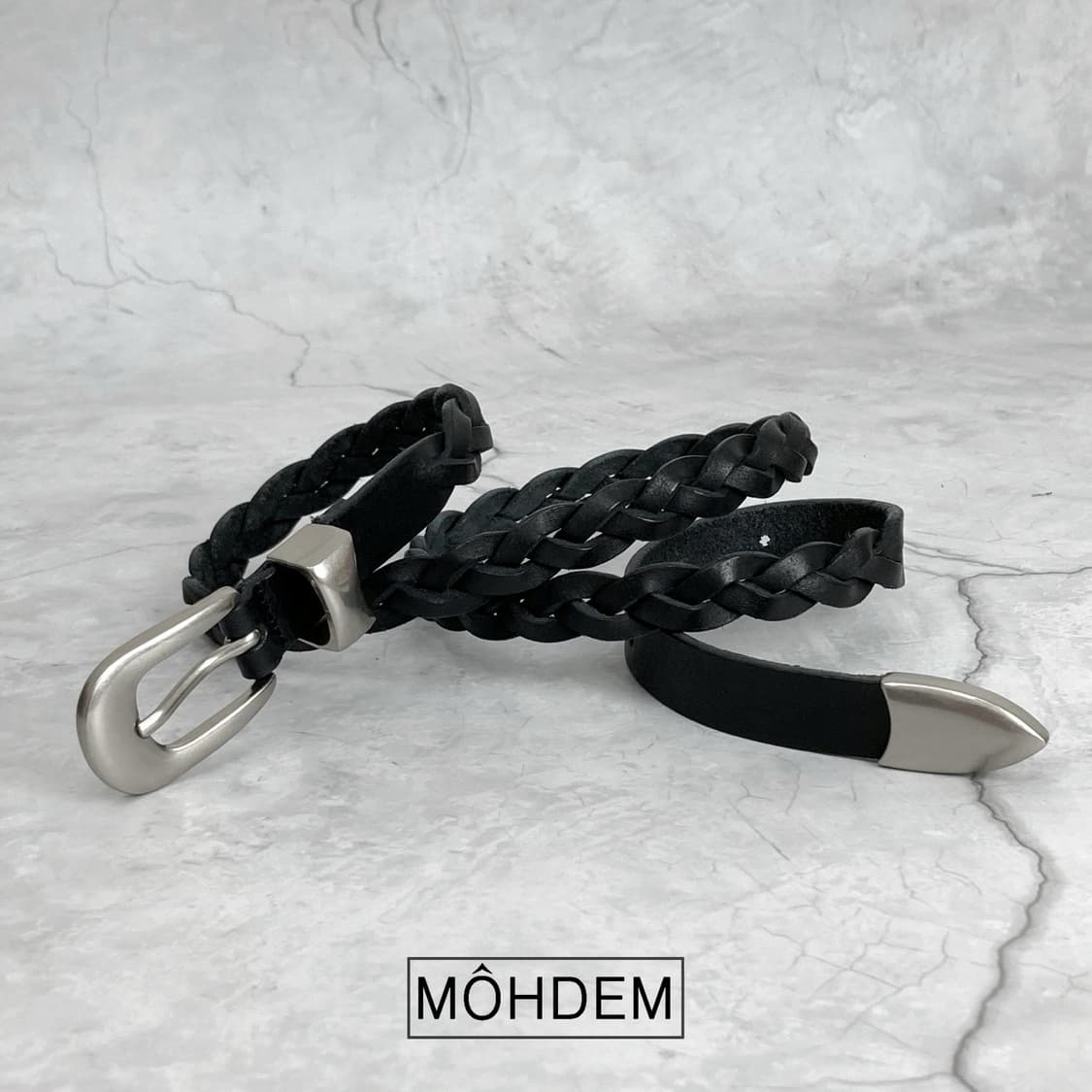 [Unisex] 하프 위빙 이태리 가죽벨트 블랙 상품이미지6