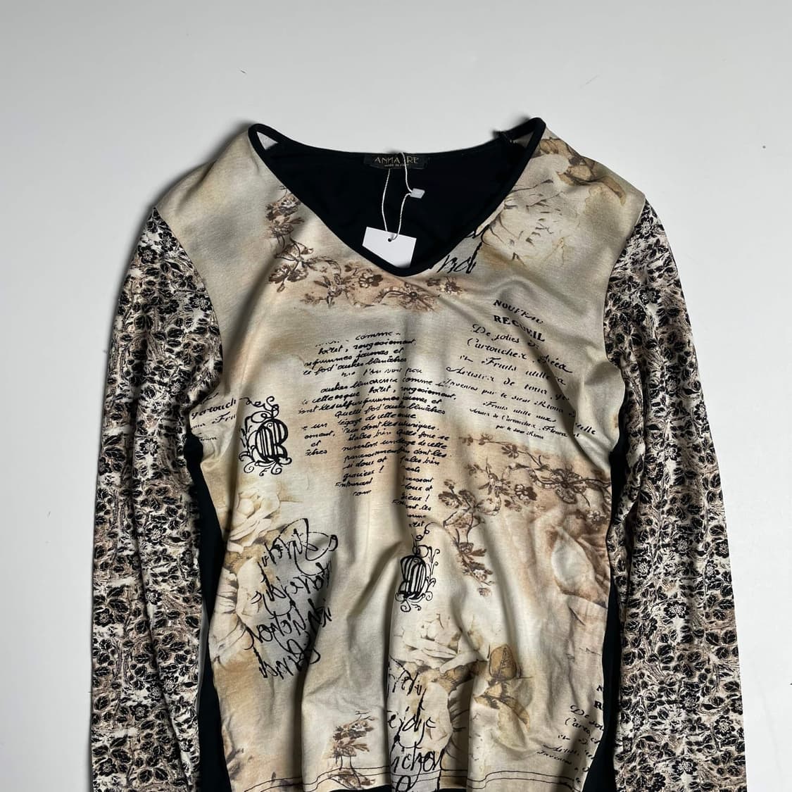 Anna re 베이지 플라워 패턴 롱슬리브 (italy)   상품이미지2