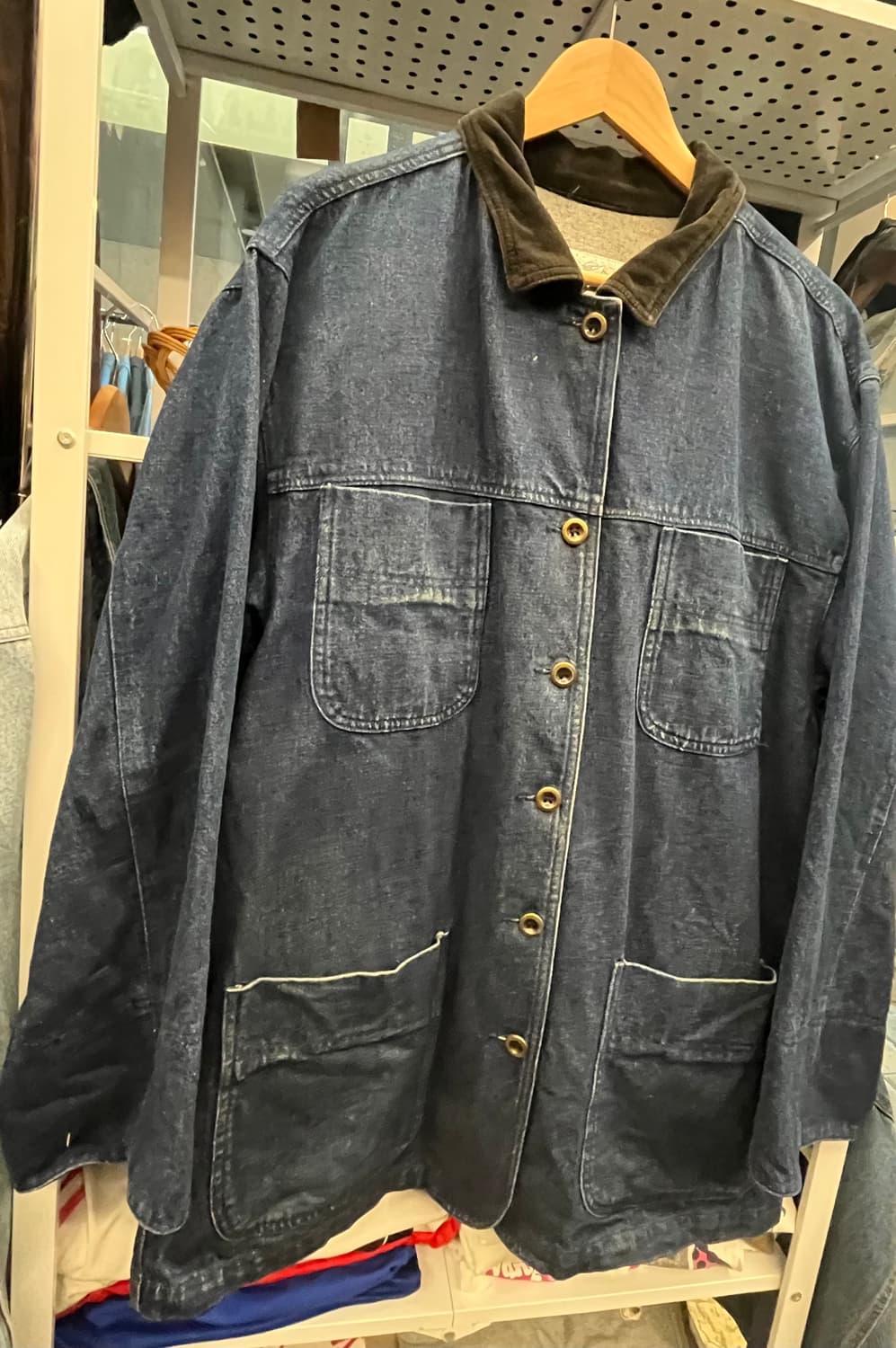 90s Perry Ellis America 데님 워크 자켓 코듀로이 칼라 상품이미지2