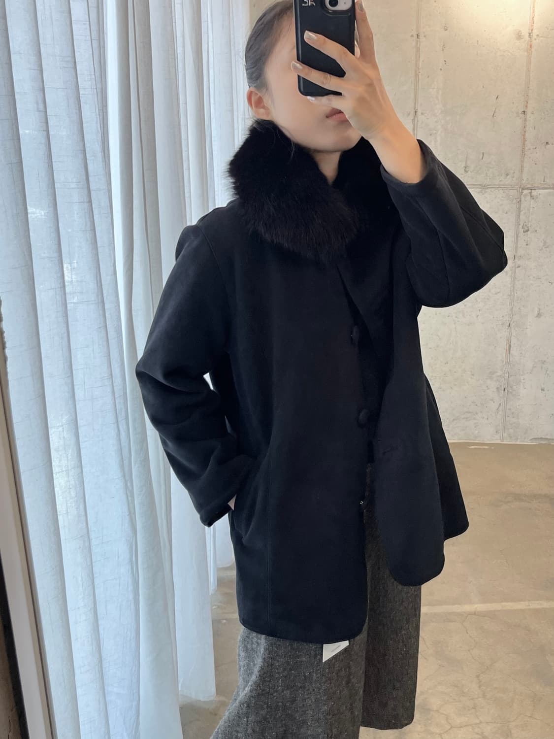 폭스퍼 시어링 자켓 블랙 상품이미지2