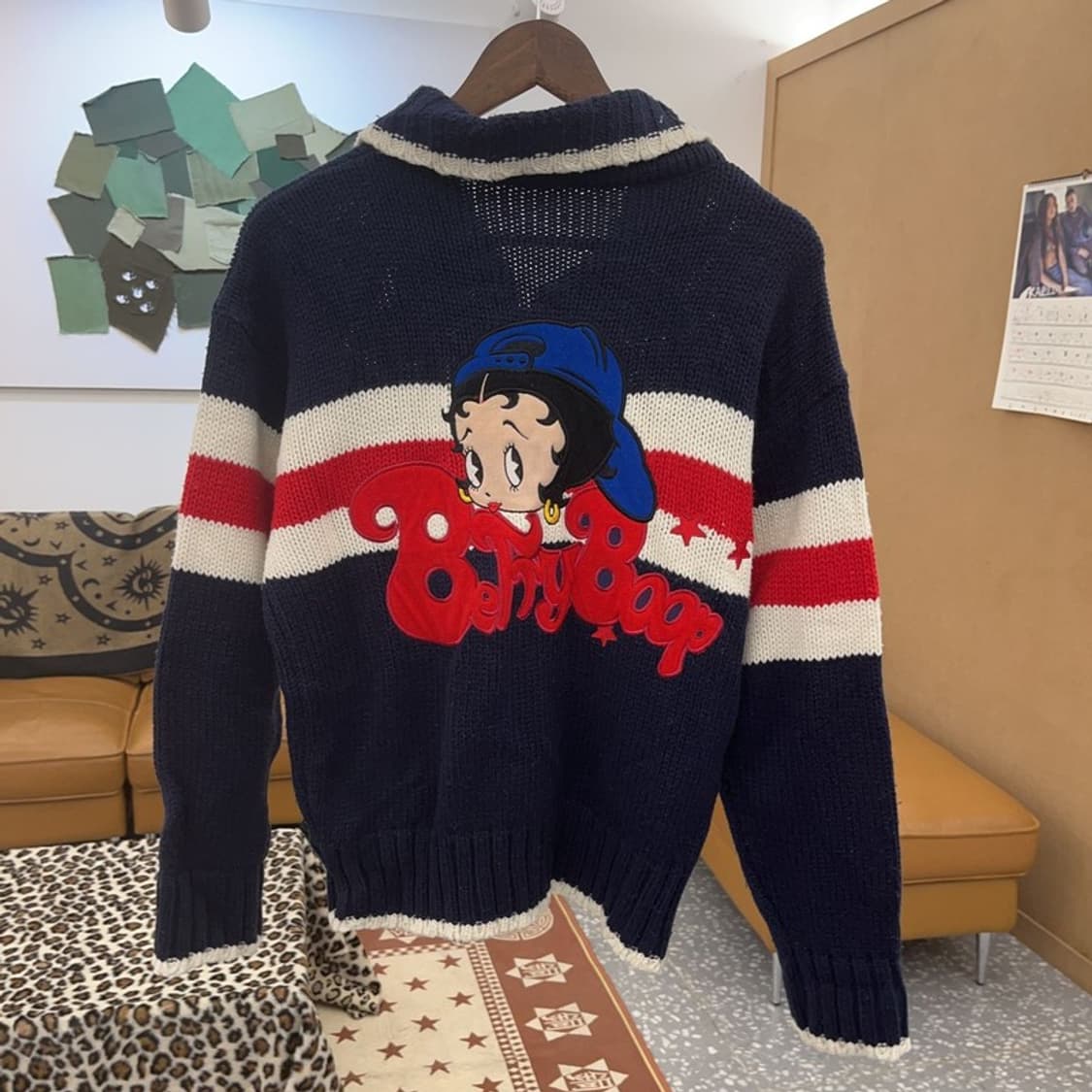 베티붑 펑크 키치 헤드로고 니트 뜨개 집업 가디건 L C09459 상품이미지4