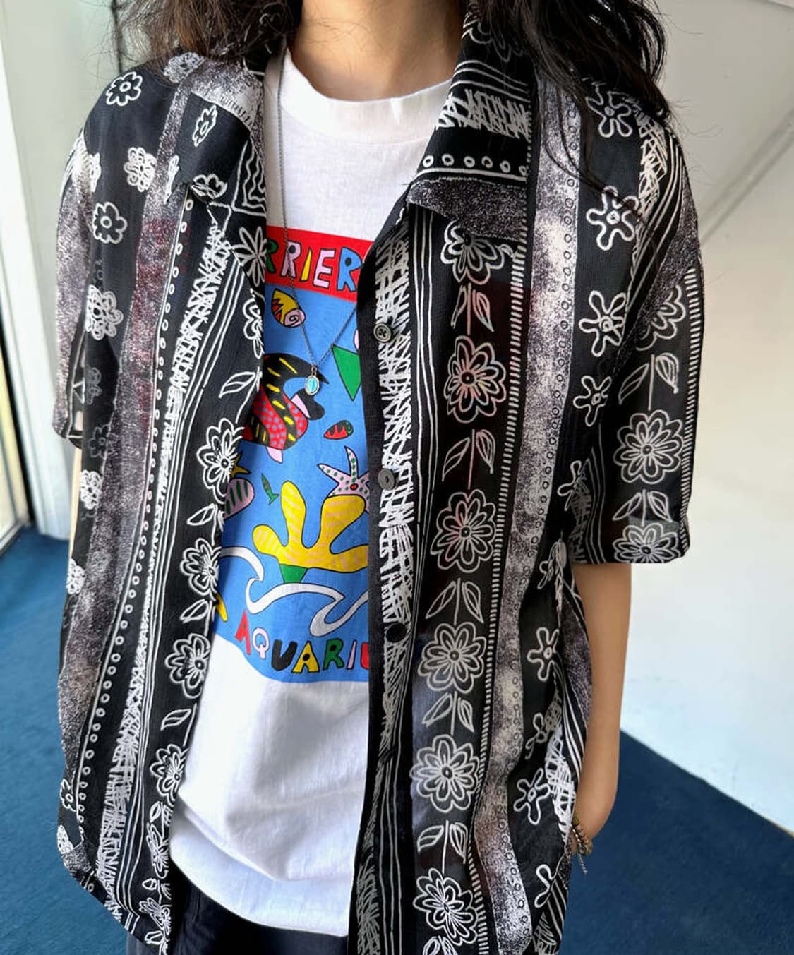 High count poly design H/S blouse shirt 상품이미지10