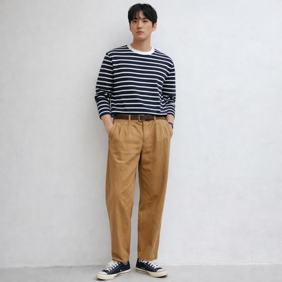 간트(GANT) 원턱 스트레이트 치노 팬츠 브라운 상품이미지1