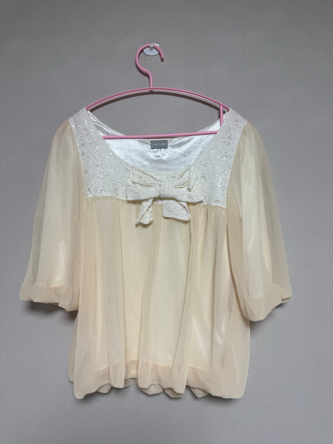 리본 레이스 5부 반팔 라떼갸루 러블리 모리 상품이미지1