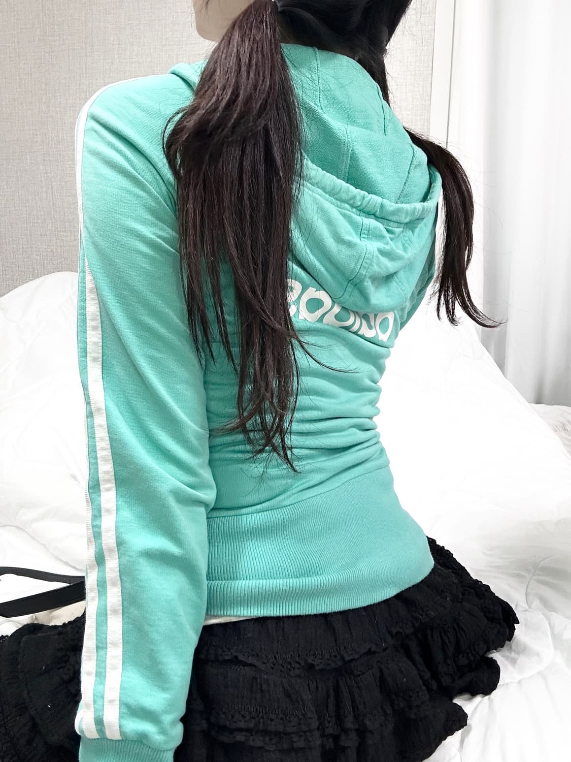 아디다스 빅로고 민트 삼선 후드집업 상품이미지4