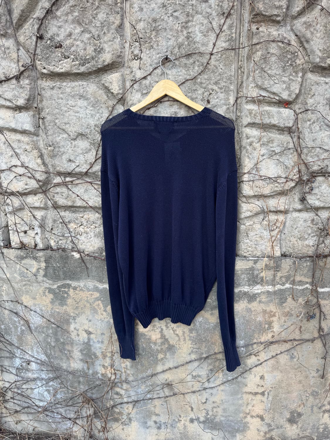 90s 폴로 랄프로렌 빈티지 브이넥 코튼 니트 네이비 L 상품이미지2