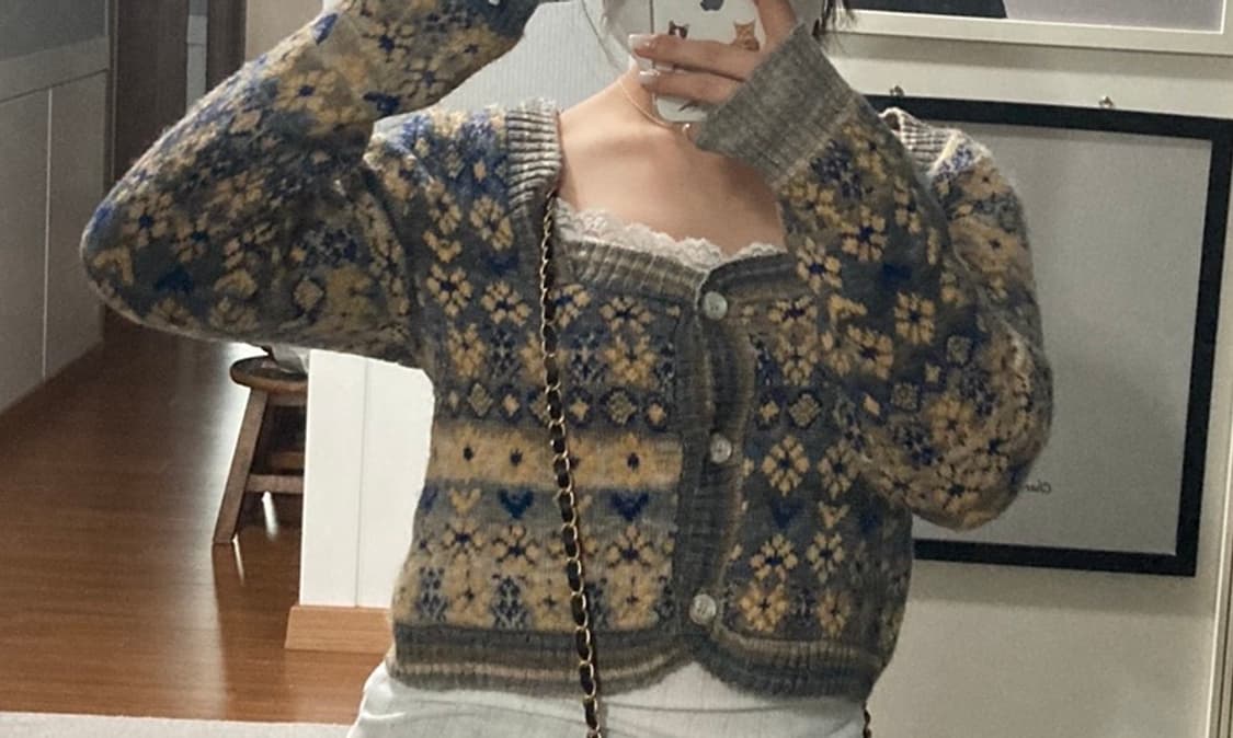 자라 패턴 크롭 가디건 상품이미지4