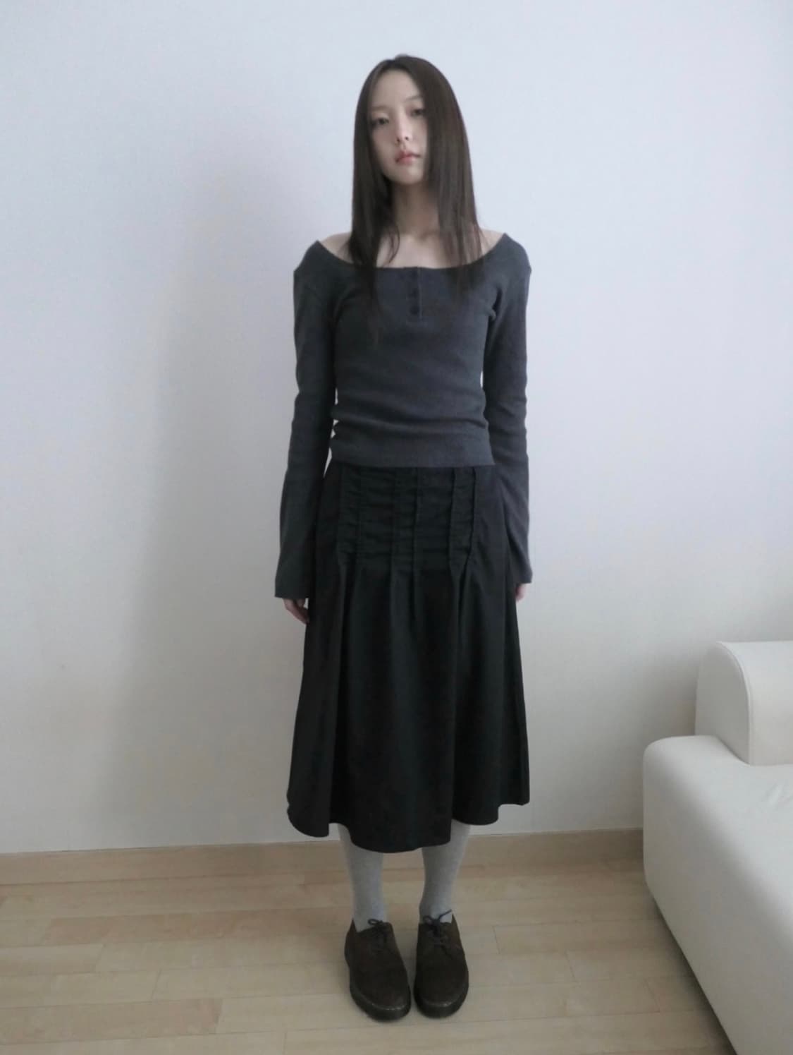 세이지블루 미디스커트 상품이미지1