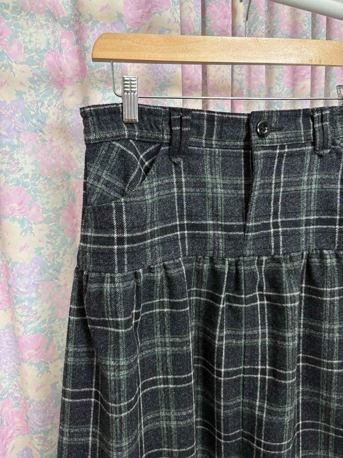 차콜 그린 체크 미디 스커트 상품이미지7